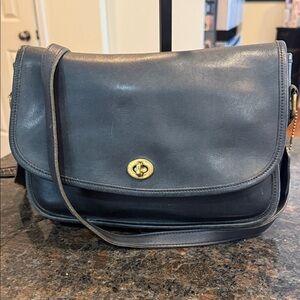 Coach Black Leather City Shoulder Bag with Gold Accent- 82-9790